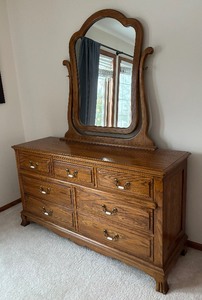 lot 72B image: Vintage Wooden Dresser with Mirror