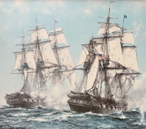 lot 137 image: Java and Constitution Framed Print by Montague Dawson