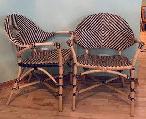 lot 268 image: Pair of Rattan Bistro  Dining Arm Chairs