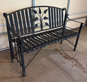 lot 220 image: Decorative Metal Patio Bench