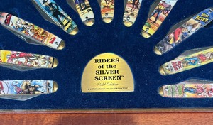 lot 238 image: Framed Riders of the Silver Screen Gold Edition Pocket Knife Collection
