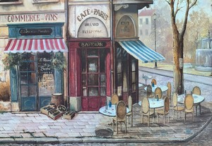 lot 409 image: French Cafe Print by Fabrice de Villeneuve