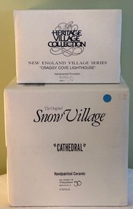 lot 325 image: Variety of 4 Department 56 Village Structures Including Craggy Cove Light House and Cathedral