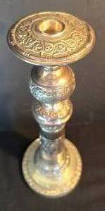 lot 357 image: Uniquely Detailed Silver Lacquered Candlestick