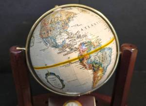 lot 362 image: Suspended Globe with Quartz Clock