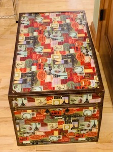 lot 443A image: Trunk Travel  Storage Vintage Look Decoupage