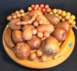 lot 370 image: A Plethora of Wooden FruitGourds & A Wooden Lazy Susan