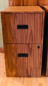 lot 439 image: Two Metal Woodgrain Look File Cabinets
