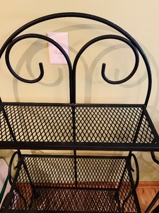 lot 440 image: Black Three Shelf Metal Bakers Rack