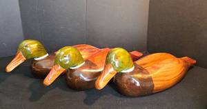 lot 331 image: Fun Trio of Carved Wood Duck Matchbox Holders