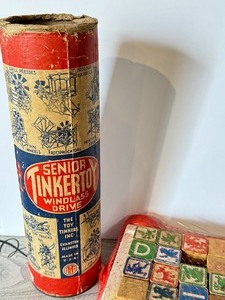 lot 518 image: Vintage Tinker Toys and Disney Wooden Blocks