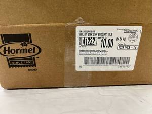 lot 83 image: 10lbs Hormel Smoked Pork Chops Packed on 12212023