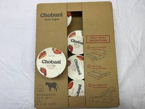 lot 106 image: 12x 5.3oz Chobani Strawberry Greek Yogurt-Best By Date 32024