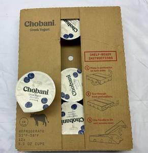 lot 116 image: 12x 5.3oz Chobani Blueberry Greek Yogurt