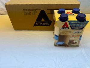 lot 157 image: 3x 4pack 11oz Atkins Protein Shake Milk Chocolate Delight Best by 11272023