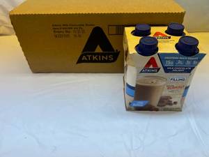 lot 158 image: 3x 4pack 11oz Atkins Protein Shake Milk Chocolate Delight Best by 11272023