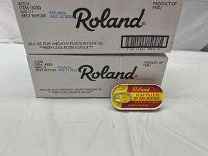 lot 186 image: 2x 25-2oz Flats Achovie Fillets Best by 082023