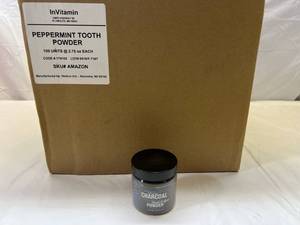lot 329 image: 100x 2.75oz InVitamin Active Charcoal Tooth Powder-Peppermint