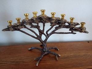 lot 9 image: Cast Bronze Tree of Life Menorah by Scott Nelles