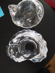 lot 58 image: 2 Orrefors Sweden Crystal Seashell Candle Holders
