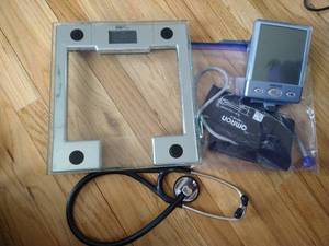 lot 67 image: Healthcare Lot - Scale, Blood Pressure Cuff, and Stethoscope