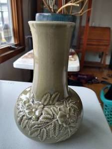 lot 80 image: Signed And Numbered Sage Floral Vase Made At UND