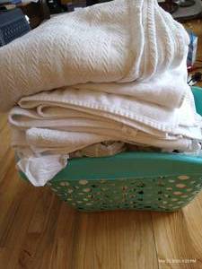 lot 127 image: Laundry Basket Of Bedding - Mostly Queen