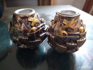 lot 138 image: Karshi 1955 Silver Candle Holders From Jerusalem