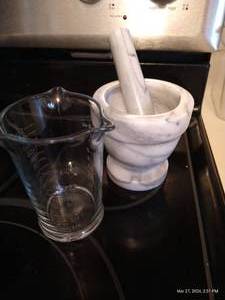 lot 159 image: Marble Mortar And Pestle And Glass Beaker