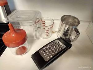 lot 160 image: Food Prep Lot - Measuring Cup, Sifter, Grater, And More