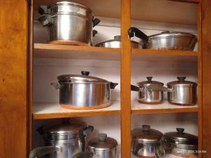lot 167 image: Revere Ware Set Of Pots And Pans - Heavily Used, Many Pieces
