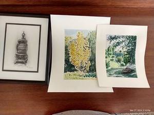 lot 172 image: 2 Watercolors By Andre L. And Sketch By Tom Halverson - 11 x 9