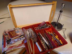 lot 199 image: Misc. Kitchen Lot - Tray, Paper Towel Holder, Cookbooks, Corkscrews, Nutcracker And More