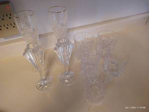 lot 208 image: Misc. Crystal - Tumblers, Wine Glasses, Candle Holders (Heavy)