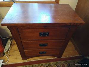 lot 232 image: Solid Wood End Table - 26.5 High x 26 Wide x 16 Deep - Drawers Need Adjustment