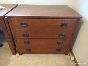 lot 273 image: Bassett Mission-Style Wide Filing Cabinet - 36.5 Wide x 30.5 High - Possible Drawer Issue