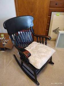 lot 275 image: Very Heavy Solid Wood Rocking Chair - 37 High x 32 Deep x 21 Wide