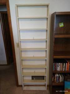 lot 280 image: Tall, Shallow Wooden Shelf - 77.5 Tall x 24.5 Wide x 4.25 Deep