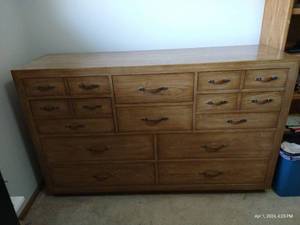 lot 310 image: 10-Drawer Dresser With Leather Pulls - 64 Wide x 40 High x 19 Deep