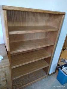lot 343 image: Wooden Bookshelf, Some Screw Holes - 60 Tall x 36 Wide x 12 Deep
