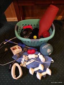 lot 535 image: Basket Of Wellness And Exercise Items