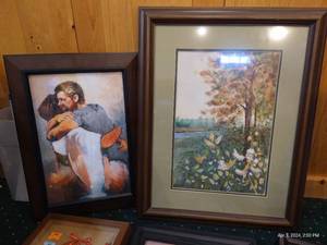lot 537 image: 3 Pieces Of Framed Artwork And Two Personalized Shadow Boxes