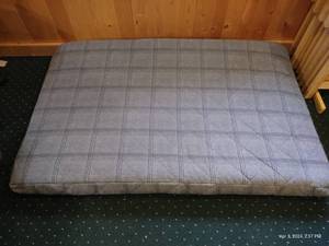 lot 543 image: Orvis Memory Foam Dog Mattress With Removable Green Plaid Cover - 53 x 32