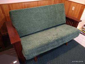 lot 557 image: Very Nice Mission-Style Futon With Green Cushions