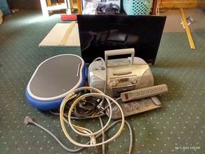 lot 573 image: Misc. Lot - Computer Monitor, CD PlayerBoombox, Power Strips, Etc.