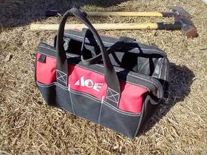 lot 580 image: Ace Toolbag With Stapler, Measuring Tape, Studfinder, Etc.