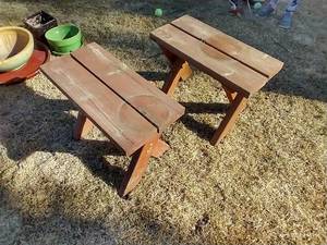 lot 617 image: Two Small Wooden Benches