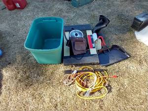 lot 621 image: Misc. Lot - Furniture Dolly, Rubber Boots, Metal ScoopDust Pan, Etc.