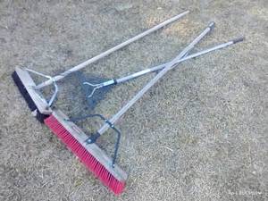 lot 626 image: 2 Push Brooms And Rake