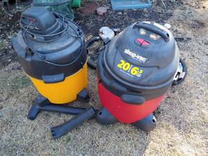 lot 634 image: 2 Shop Vacs And Attachments - Yellow Is Missing One Caster